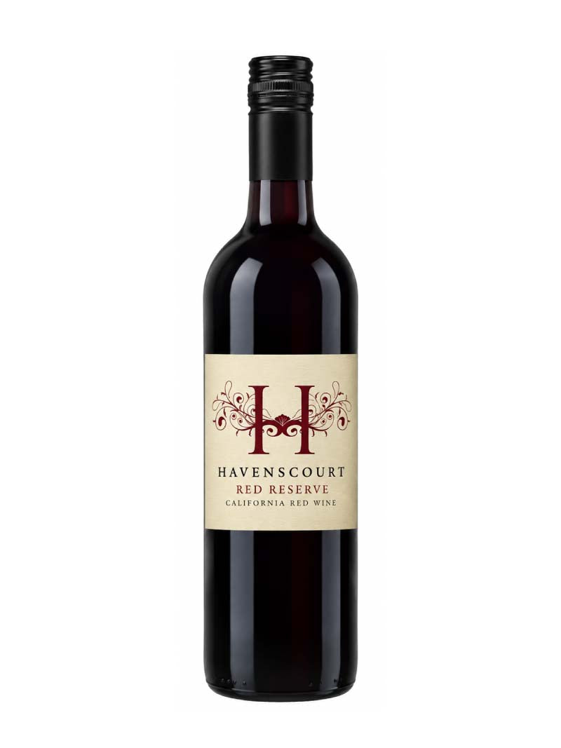 Havenscourt Red Reserve California red wine bottle with cream label
